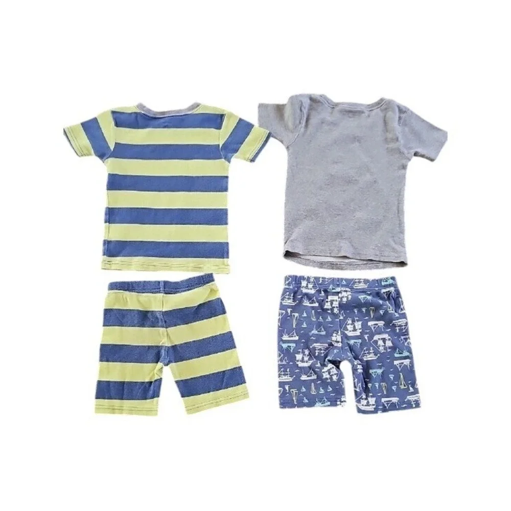 Carters Toddler Boys 3T Pajama Set 4pc Pirate Ship Nautical Striped Cotton PJs